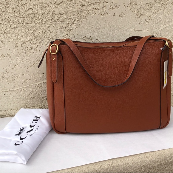 NWT COACH C8353 Alana Pebble Leather Tote - B4/Saddle Color, Dust Bag Included - Picture 7 of 14